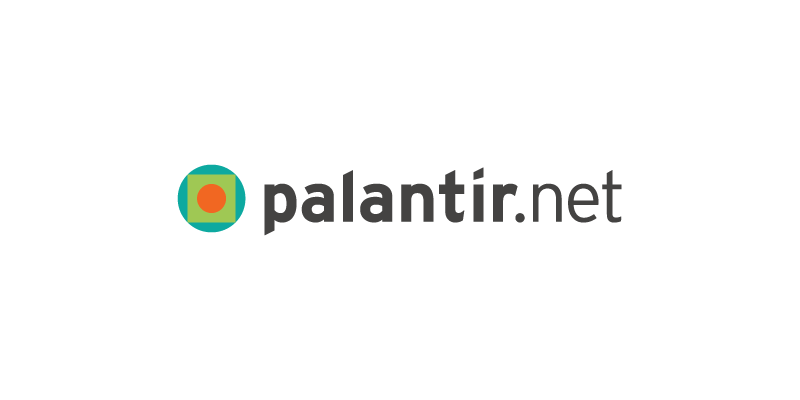 Palantir.net logo featuring a stylized circular design with a teal outer ring, an orange center, and the text 'palantir.net' in lowercase black letters.